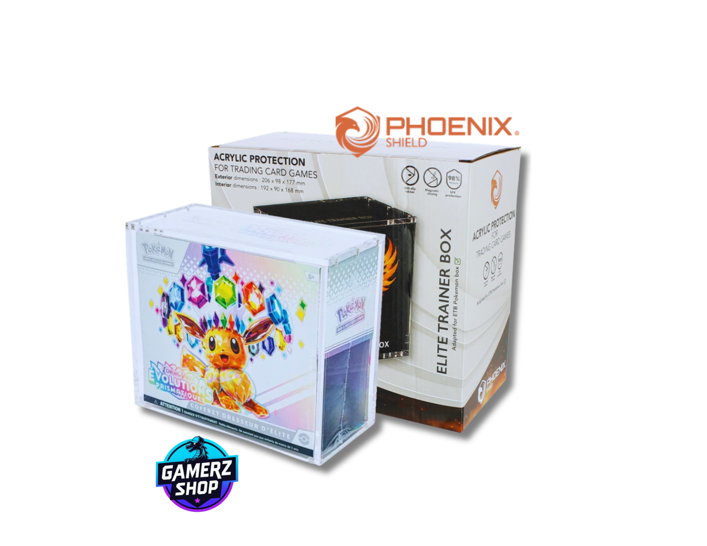 Phoenix Shield Protection Acrylique pour ETB Pokémon (Fermeture Magnétique)
