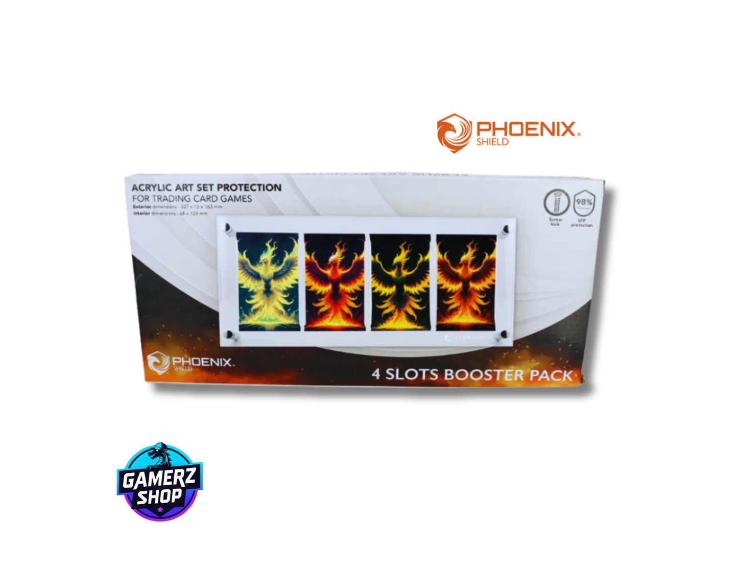 Protection Acrylique pour 4 Boosters POKEMON (Fermeture Magnétique) Phoenix Shield